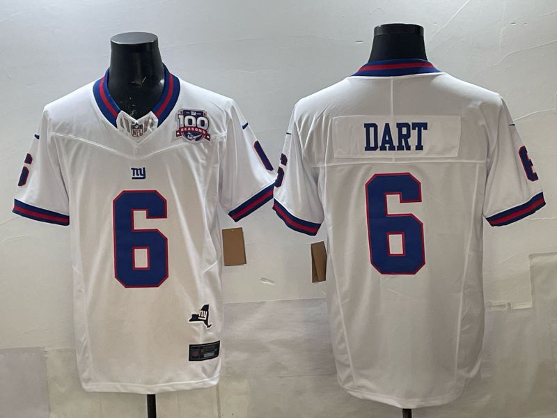 Men 2025 Nike New York Giants #6 Dart white Throwback 5th generation Limited NFL Jersey 002->milwaukee brewers->MLB Jersey